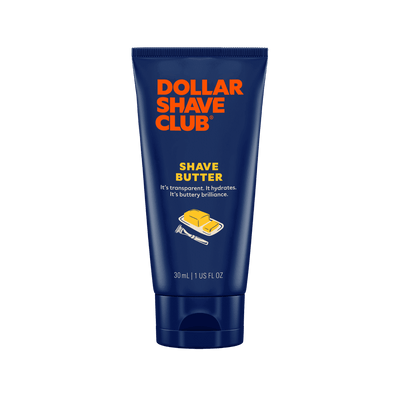 Dollar Shave Club shave butter tube on a black background